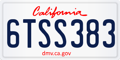 CA license plate 6TSS383