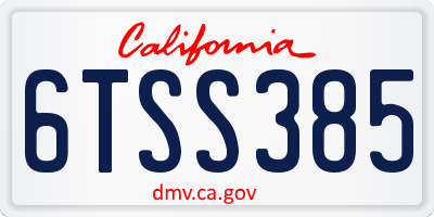 CA license plate 6TSS385