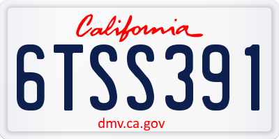 CA license plate 6TSS391