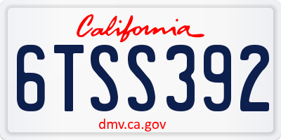 CA license plate 6TSS392