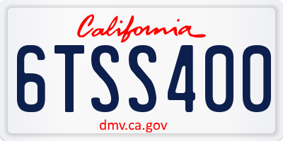 CA license plate 6TSS400