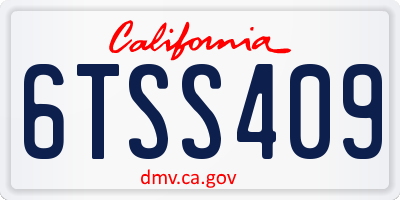 CA license plate 6TSS409