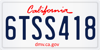 CA license plate 6TSS418