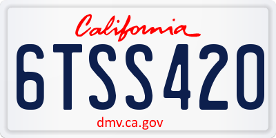 CA license plate 6TSS420