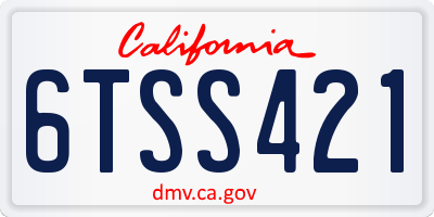 CA license plate 6TSS421