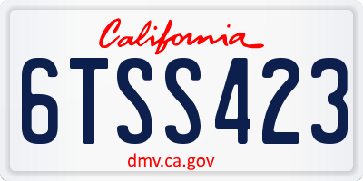 CA license plate 6TSS423