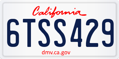 CA license plate 6TSS429