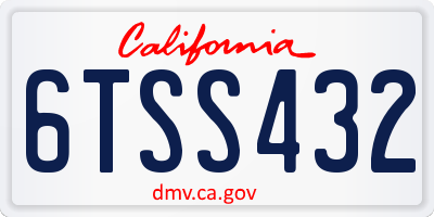 CA license plate 6TSS432