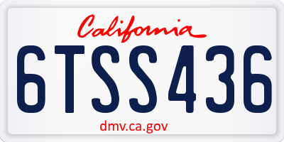 CA license plate 6TSS436