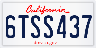 CA license plate 6TSS437