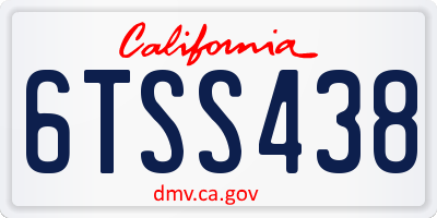 CA license plate 6TSS438