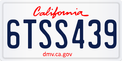 CA license plate 6TSS439