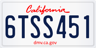 CA license plate 6TSS451