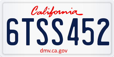 CA license plate 6TSS452