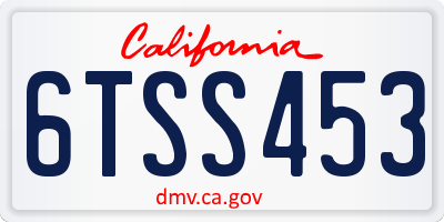 CA license plate 6TSS453