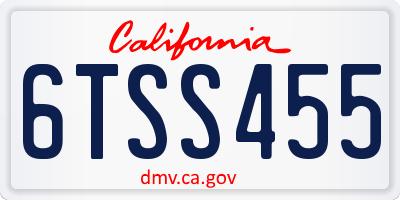 CA license plate 6TSS455