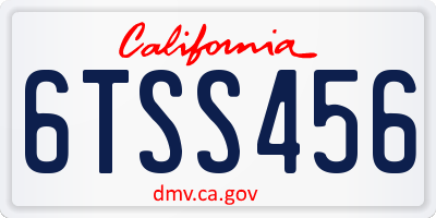 CA license plate 6TSS456