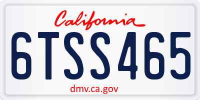 CA license plate 6TSS465