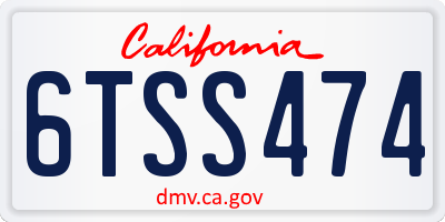 CA license plate 6TSS474