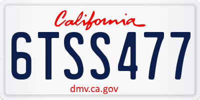 CA license plate 6TSS477