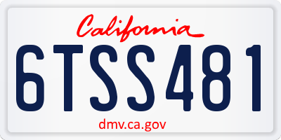 CA license plate 6TSS481