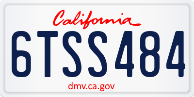 CA license plate 6TSS484