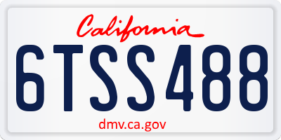 CA license plate 6TSS488