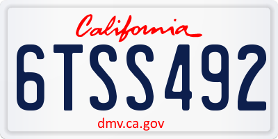 CA license plate 6TSS492