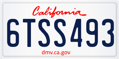CA license plate 6TSS493