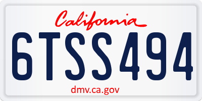 CA license plate 6TSS494