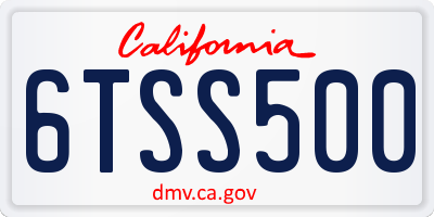 CA license plate 6TSS500