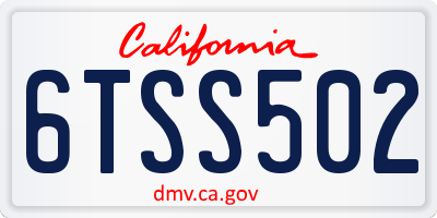 CA license plate 6TSS502