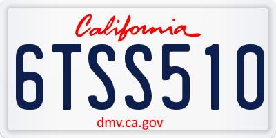 CA license plate 6TSS510