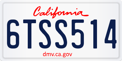 CA license plate 6TSS514
