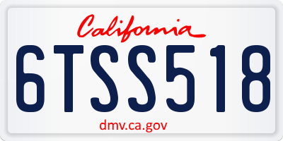 CA license plate 6TSS518