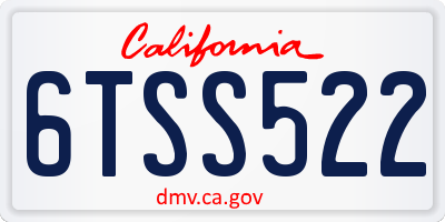 CA license plate 6TSS522