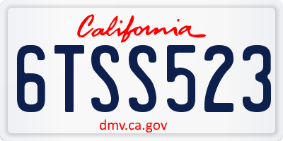 CA license plate 6TSS523