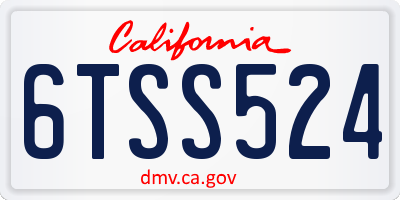 CA license plate 6TSS524
