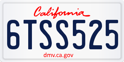 CA license plate 6TSS525