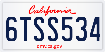 CA license plate 6TSS534