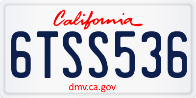 CA license plate 6TSS536