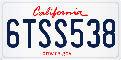 CA license plate 6TSS538