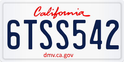 CA license plate 6TSS542