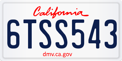 CA license plate 6TSS543