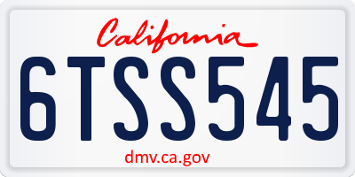 CA license plate 6TSS545