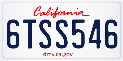 CA license plate 6TSS546