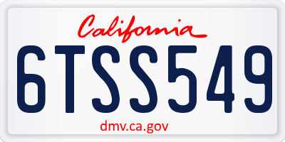 CA license plate 6TSS549