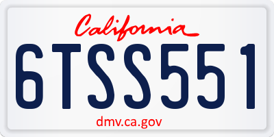 CA license plate 6TSS551