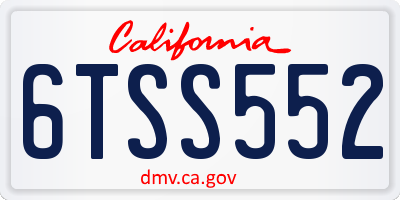 CA license plate 6TSS552