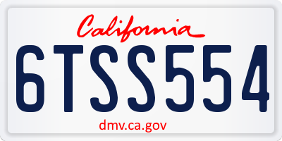 CA license plate 6TSS554